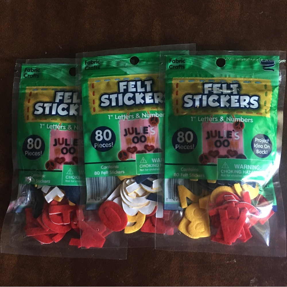 NWT felt letter and numbers stickers, 3 packages